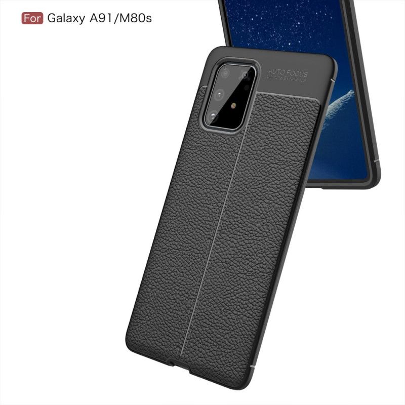 Hülle Samsung Galaxy S10 Lite Schwarz Doppellinien-Litschileder-Effekt