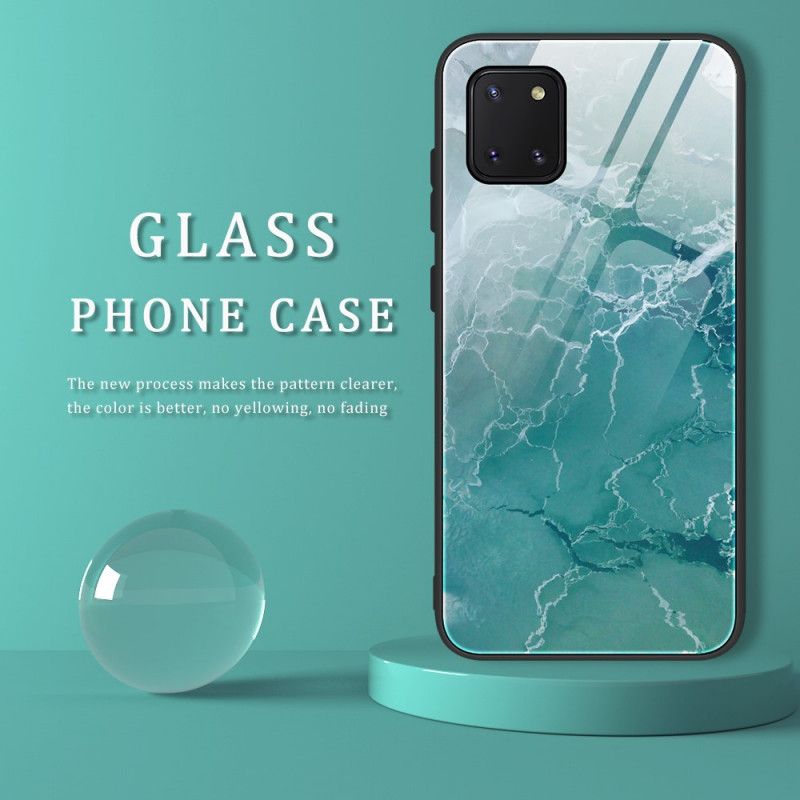 Hülle Samsung Galaxy S10 Lite Türkis Marmorfarben Gehärtetes Glas