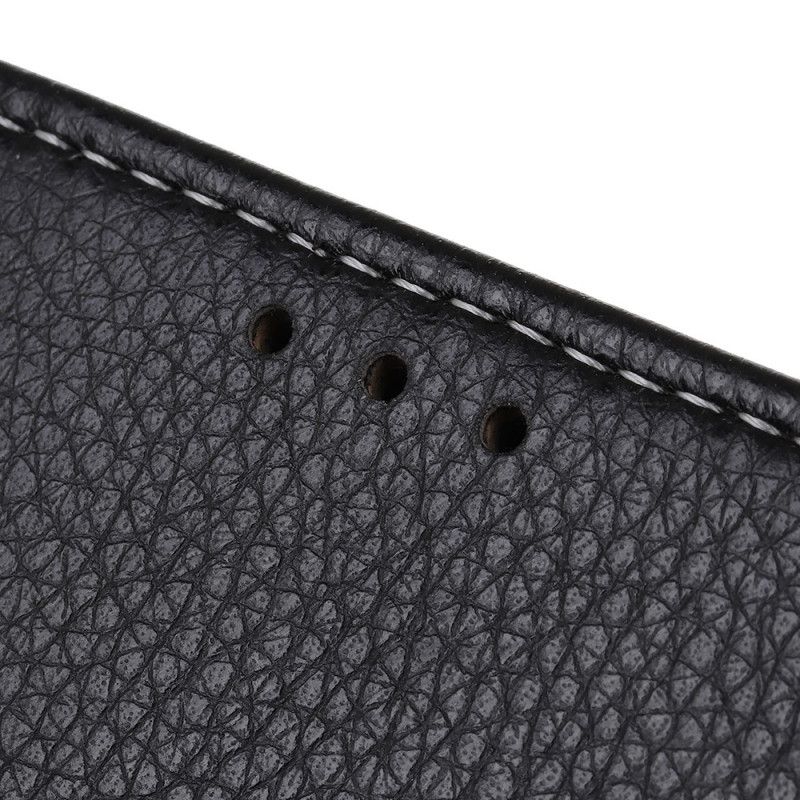 Lederhüllen Für Samsung Galaxy S10 Lite Schwarz Nähte Aus Litschi-Kunstleder