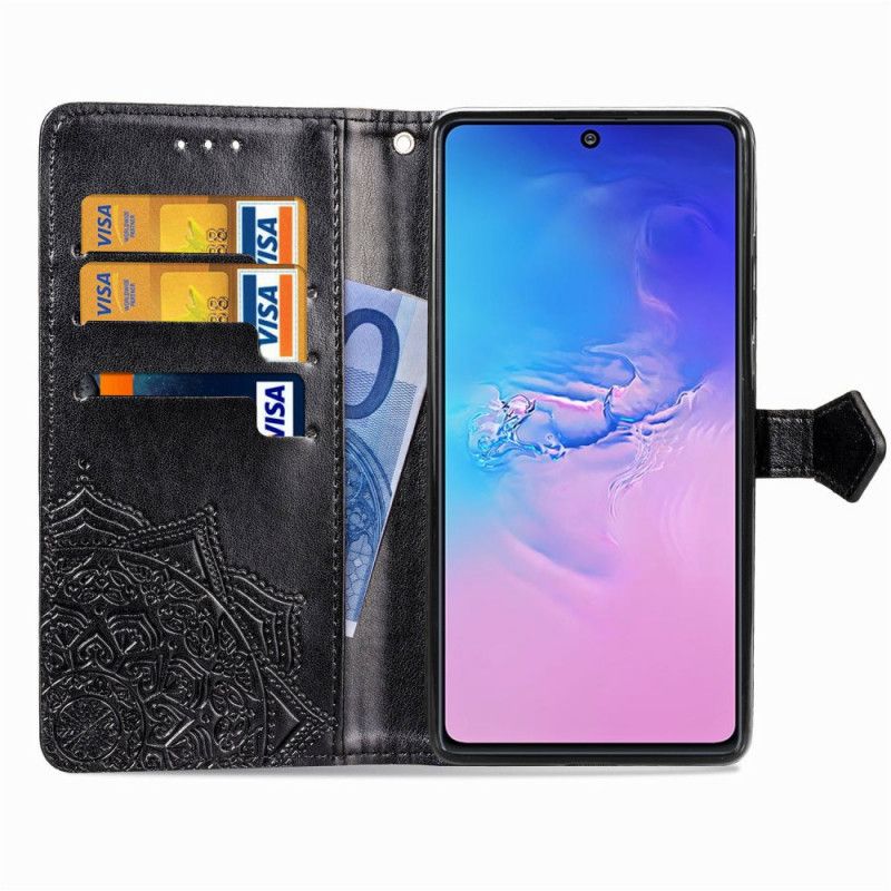 Lederhüllen Samsung Galaxy S10 Lite Grau Handyhülle Mandala Mittleren Alters