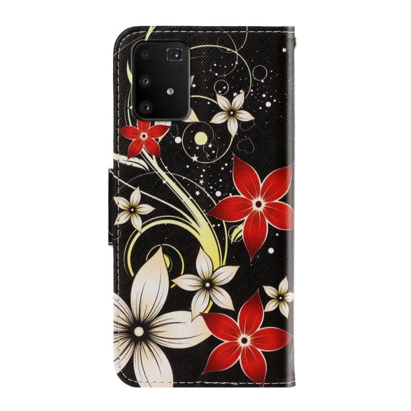 Lederhüllen Samsung Galaxy S10 Lite Handyhülle Bunte Blumen Mit Einem Riemen