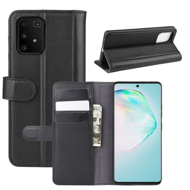 Lederhüllen Samsung Galaxy S10 Lite Schwarz Gespaltenes Leder