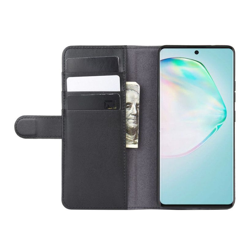 Lederhüllen Samsung Galaxy S10 Lite Schwarz Gespaltenes Leder