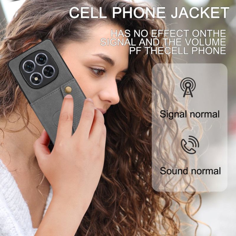 Hülle Xiaomi Redmi Note 14 Pro Plus 5g Kartenhalter Und Ständer In Lederoptik