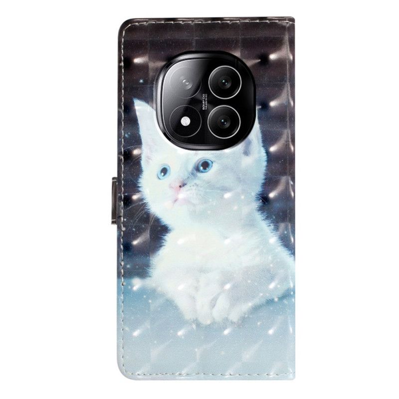 Lederhüllen Für Xiaomi Redmi Note 14 Pro Plus 5g 3d-weiße Katze