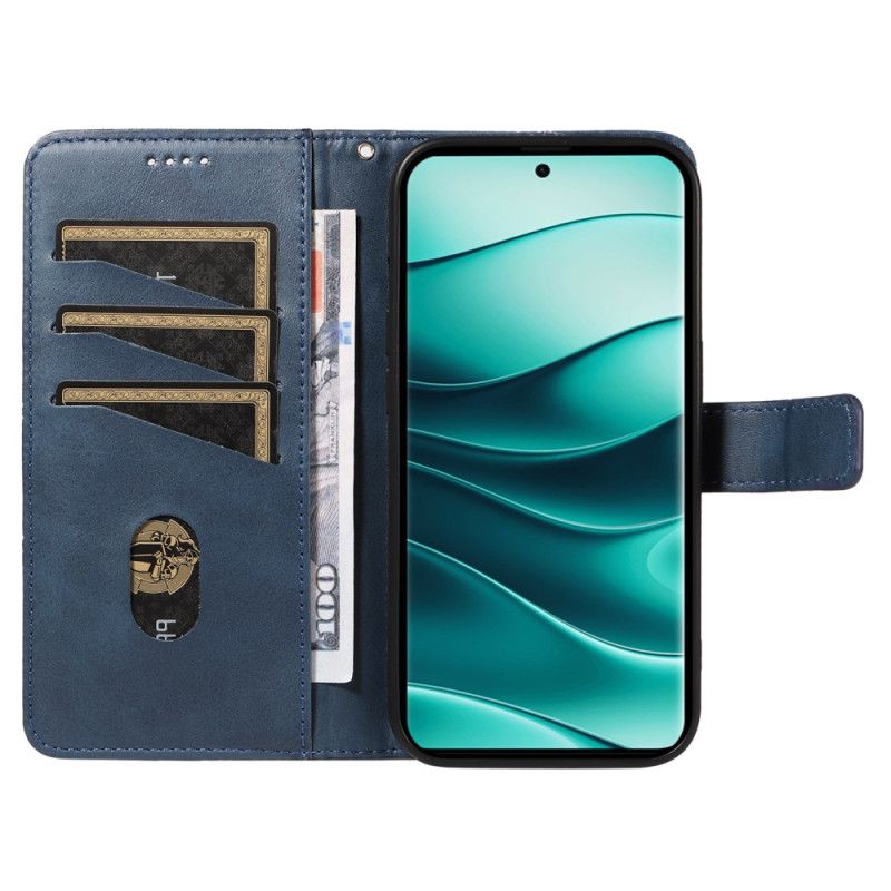 Lederhüllen Für Xiaomi Redmi Note 14 Pro Plus 5g Zweifarbiger Gestreifter Strap-on