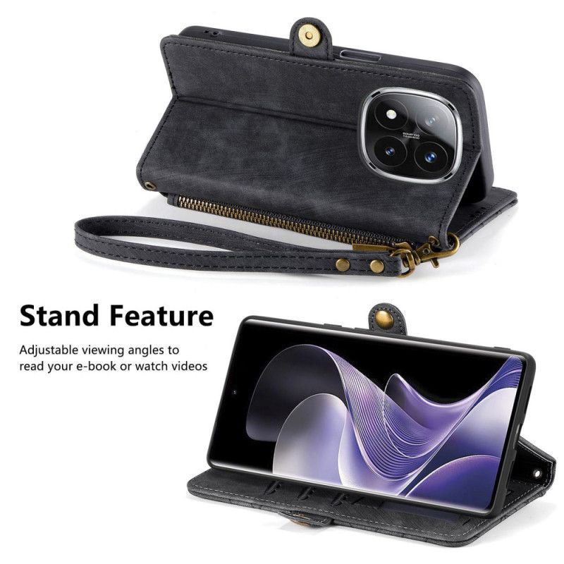 Lederhüllen Xiaomi Redmi Note 14 Pro Plus 5g Handyhülle Geldbörse Mit Geometrischen Linien