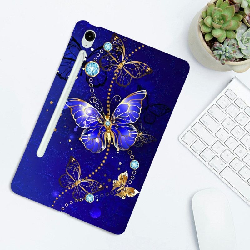 Hülle Für Samsung Galaxy Tab S10 Fe Plus Blaue Und Goldene Schmetterlinge