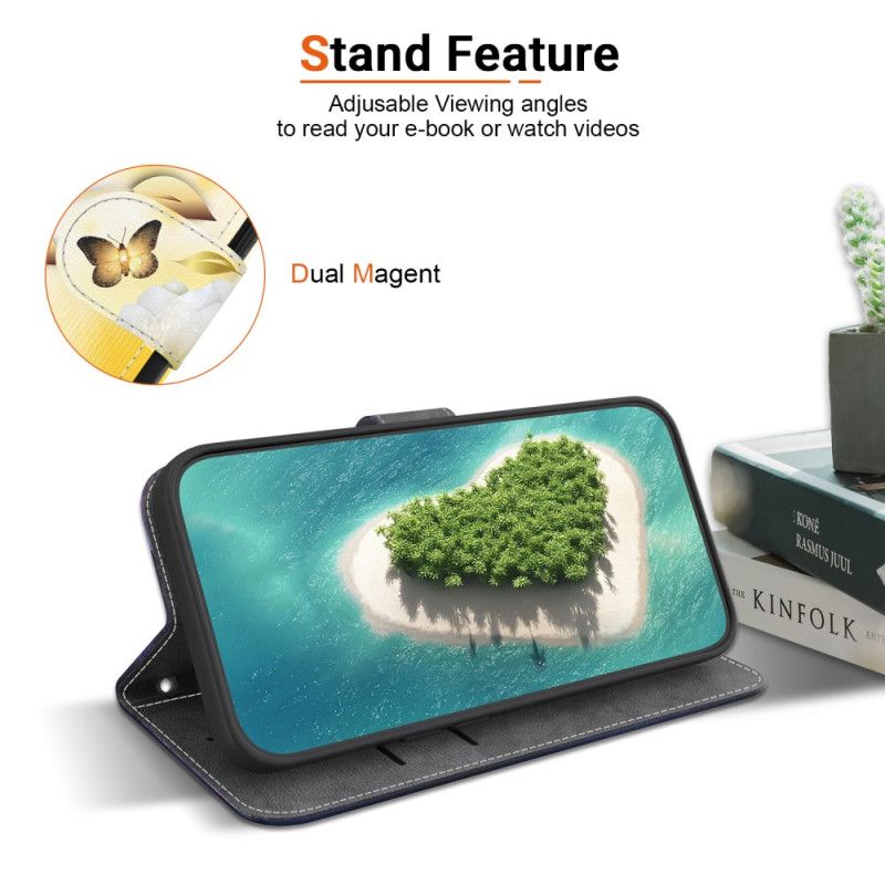 Lederhüllen Oneplus Nord 4 Goldene Schmetterlinge Und Spitzenblumen