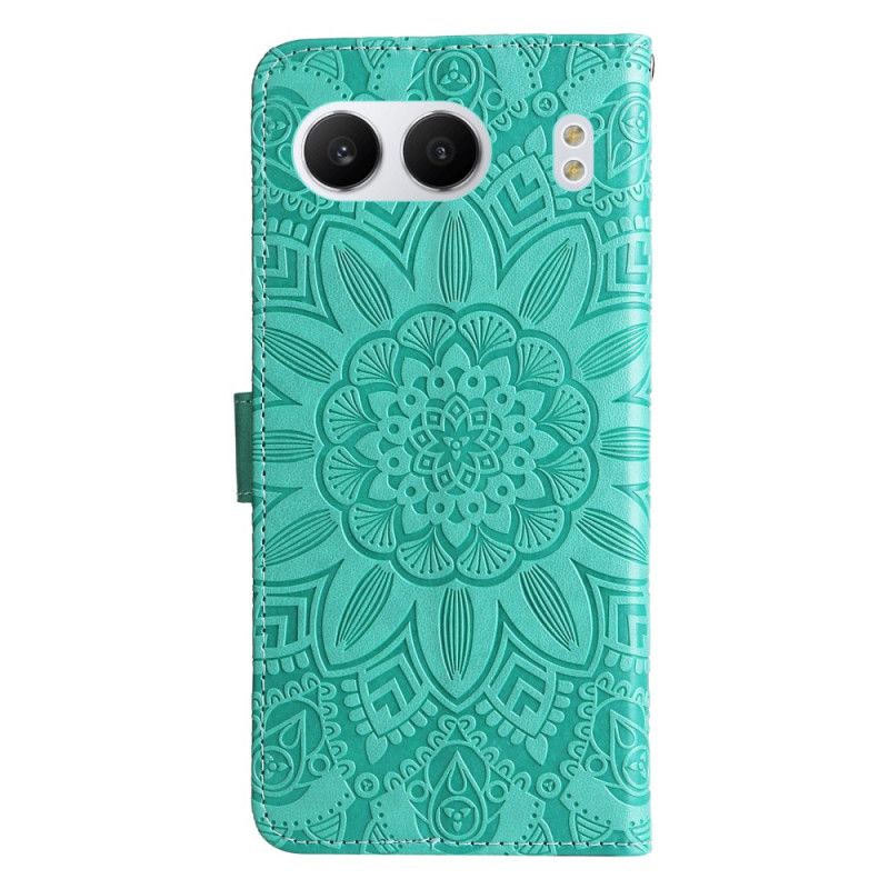 Lederhüllen Oneplus Nord 4 Riemen Mit Sonnenblumenmuster