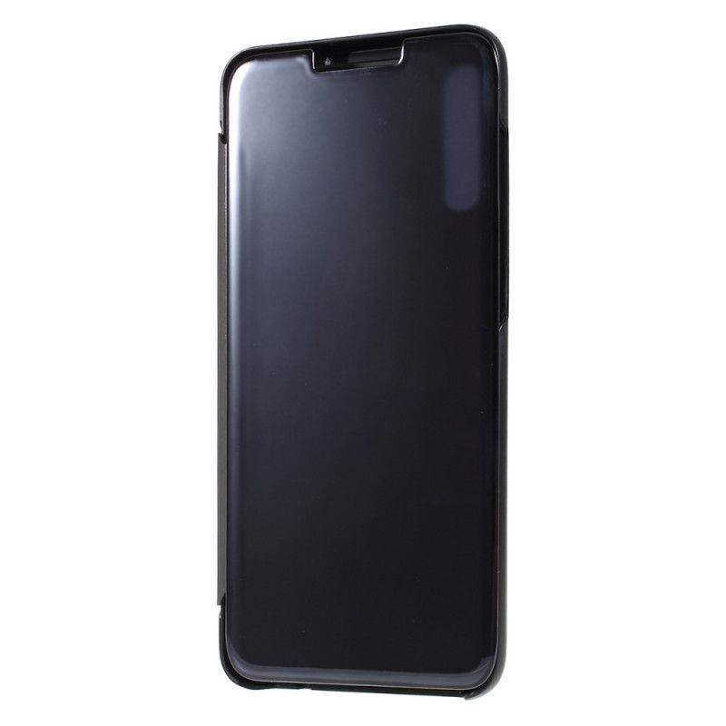 Ansichtsabdeckung Samsung Galaxy A70 Schwarz Spiegel Und Ledereffekt