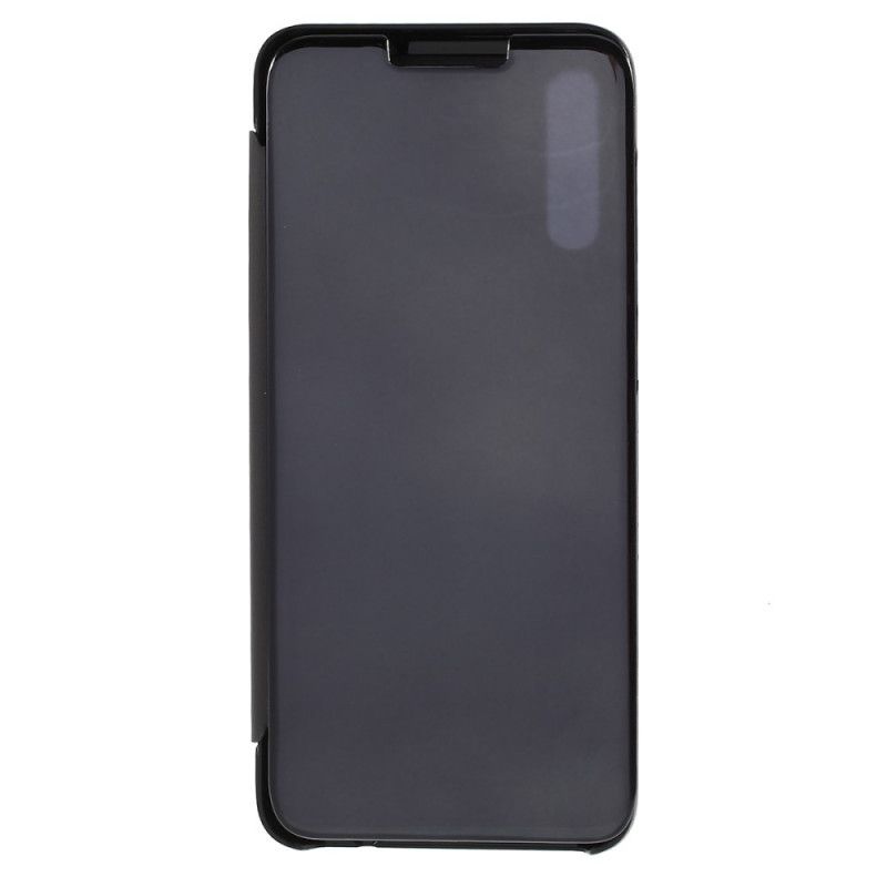 Ansichtsabdeckung Samsung Galaxy A70 Schwarz Spiegel Und Ledereffekt