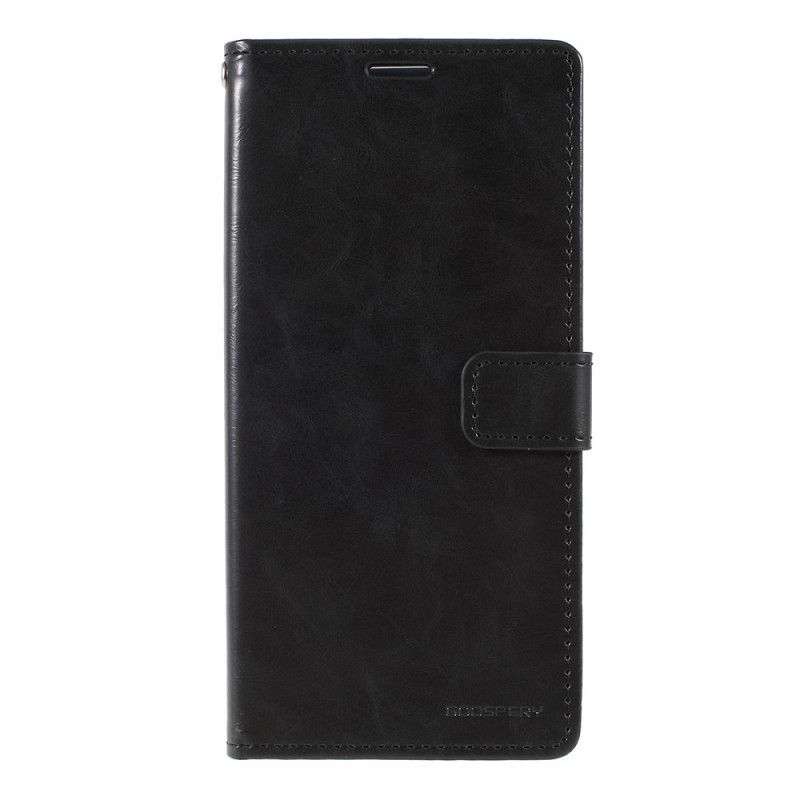 Flip Case Für Samsung Galaxy A70 Schwarz Quecksilberblauer Mondledereffekt