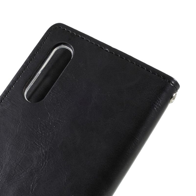 Flip Case Für Samsung Galaxy A70 Schwarz Quecksilberblauer Mondledereffekt