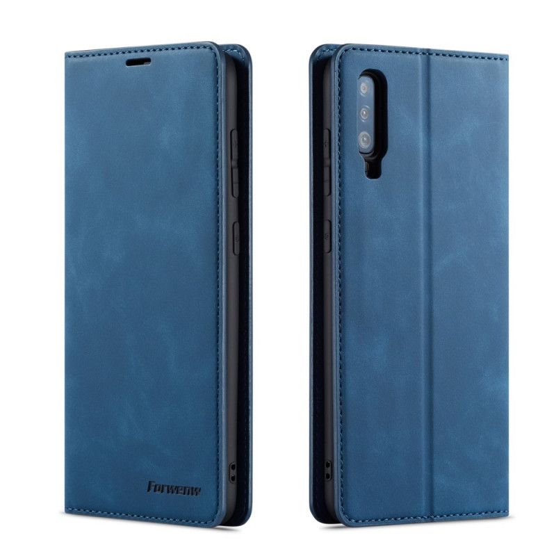 Flip Case Samsung Galaxy A70 Schwarz Forwenw Ledereffekt