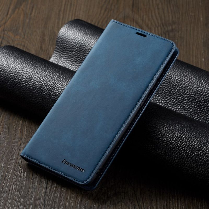 Flip Case Samsung Galaxy A70 Schwarz Forwenw Ledereffekt