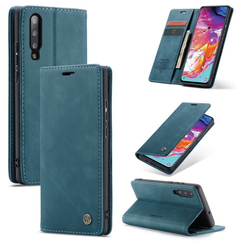 Flip Case Samsung Galaxy A70 Schwarz Ledertasche