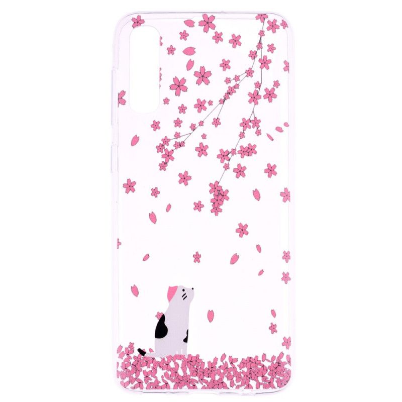 Hülle Für Samsung Galaxy A70 Blütenblätter Und Katze