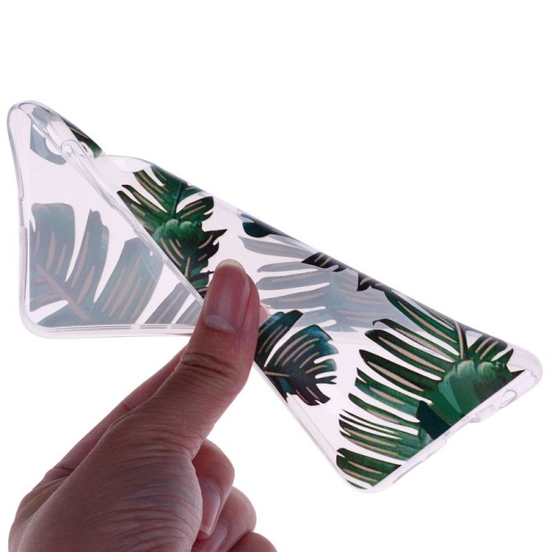 Hülle Für Samsung Galaxy A70 Transparente Grüne Blätter