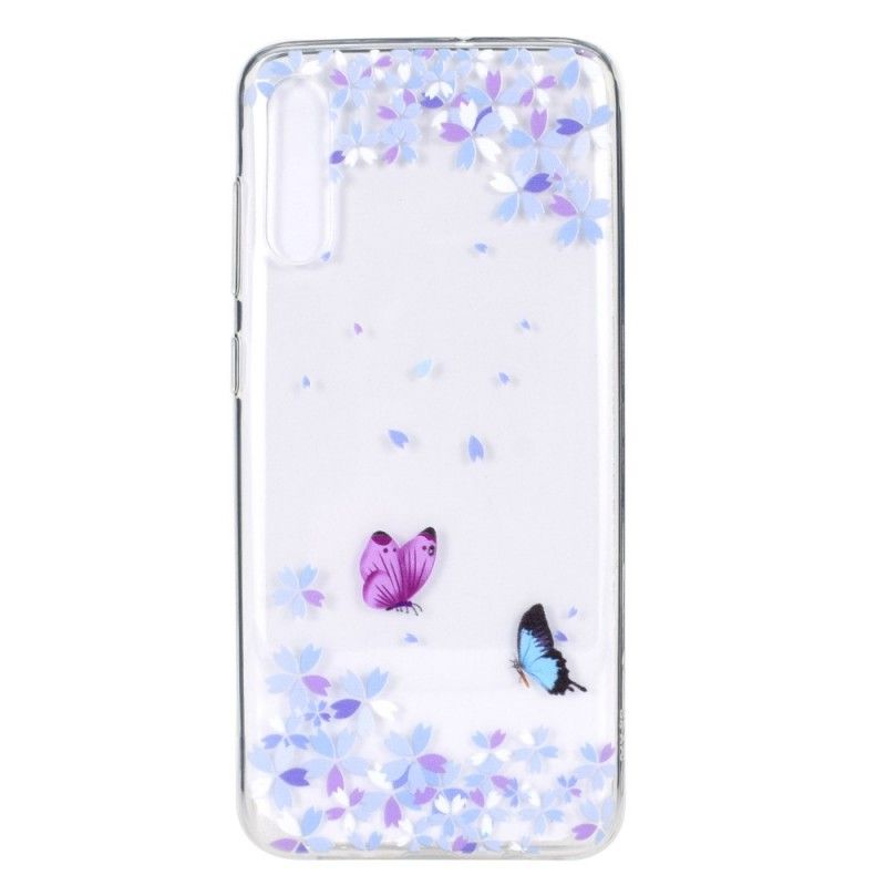 Hülle Für Samsung Galaxy A70 Transparente Schmetterlinge Und Blumen