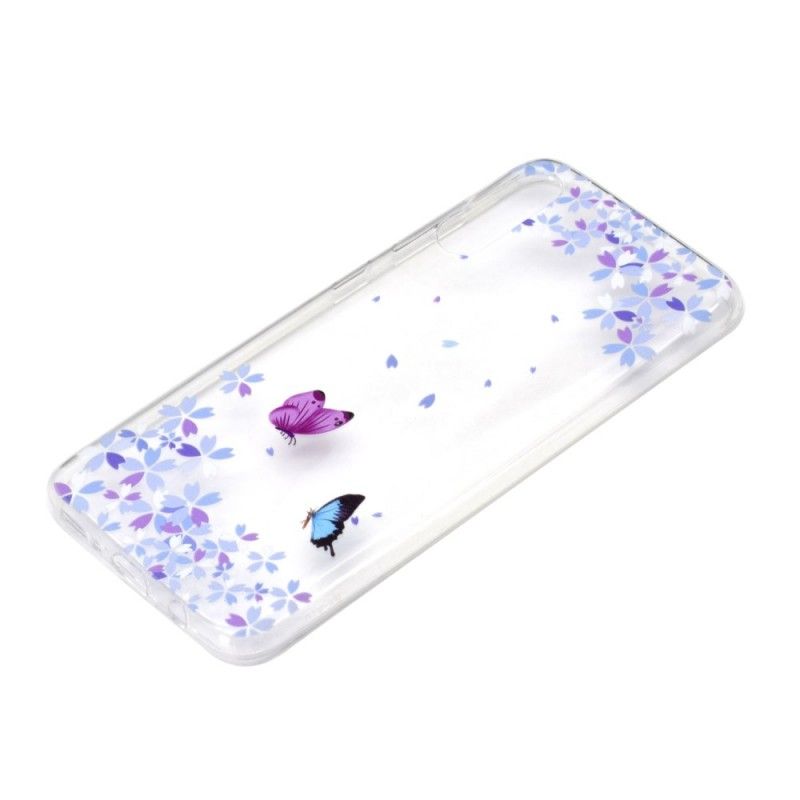 Hülle Für Samsung Galaxy A70 Transparente Schmetterlinge Und Blumen