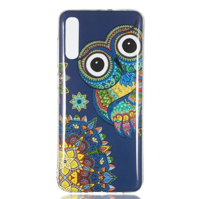 Hülle Samsung Galaxy A70 Fluoreszierende Mandala-Eule