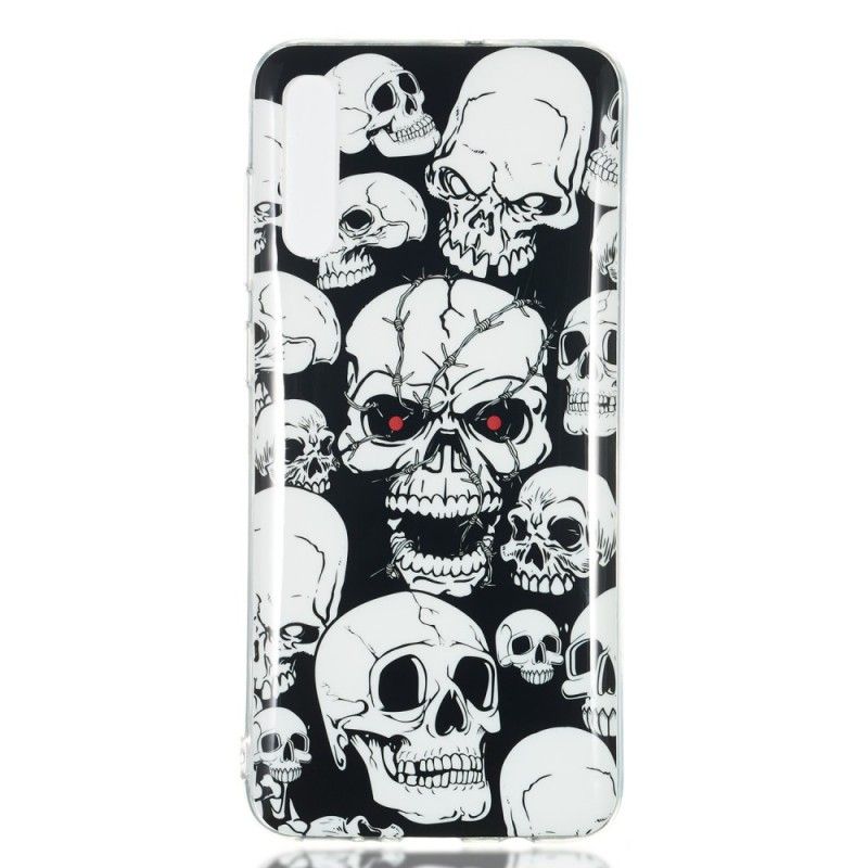 Hülle Samsung Galaxy A70 Handyhülle Aufmerksamkeit Fluoreszierende Schädel