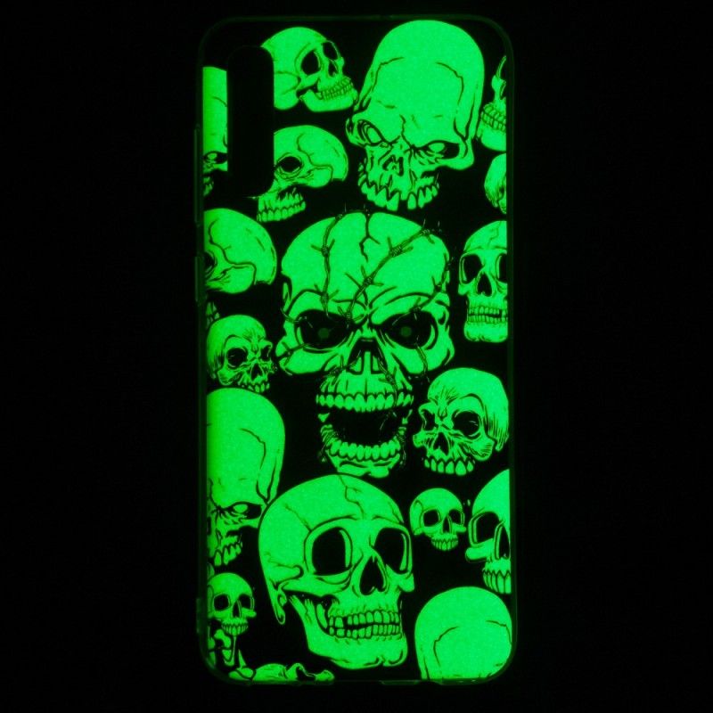Hülle Samsung Galaxy A70 Handyhülle Aufmerksamkeit Fluoreszierende Schädel
