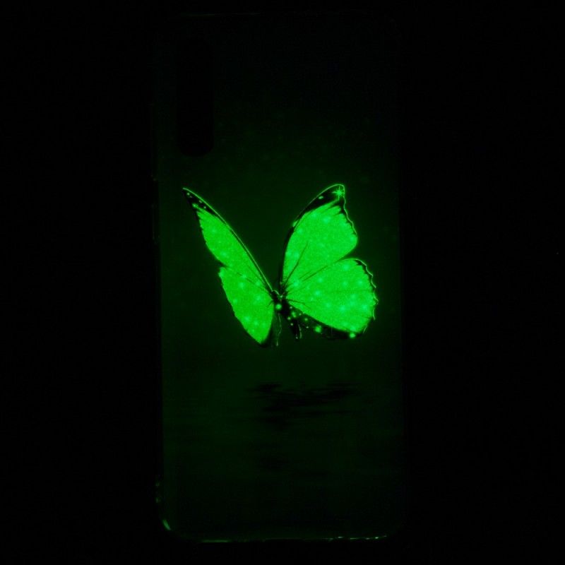 Hülle Samsung Galaxy A70 Handyhülle Fluoreszierender Blauer Schmetterling