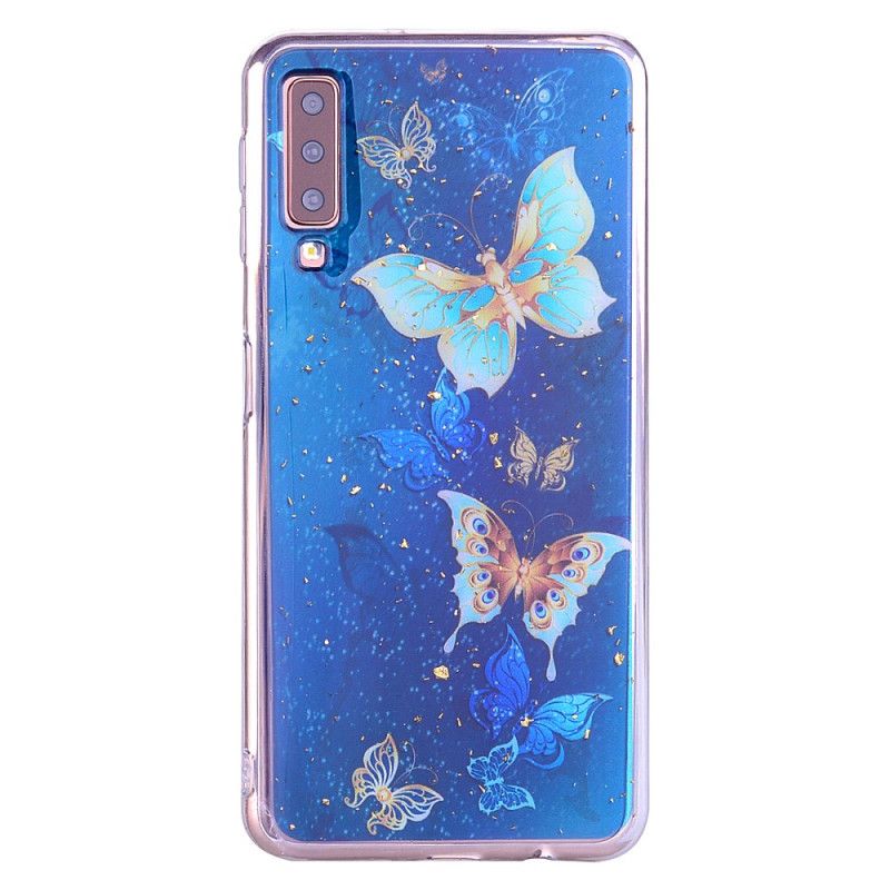 Hülle Samsung Galaxy A70 Handyhülle Schmetterlinge Und Glitzer