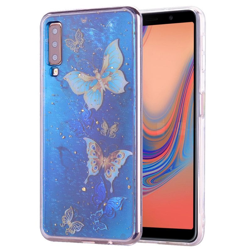 Hülle Samsung Galaxy A70 Handyhülle Schmetterlinge Und Glitzer