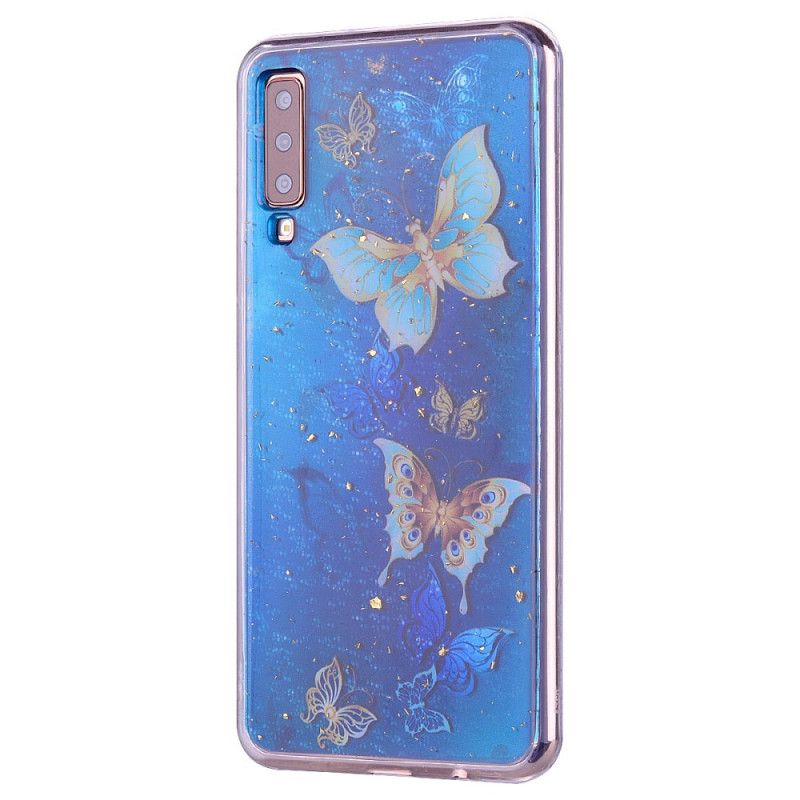 Hülle Samsung Galaxy A70 Handyhülle Schmetterlinge Und Glitzer