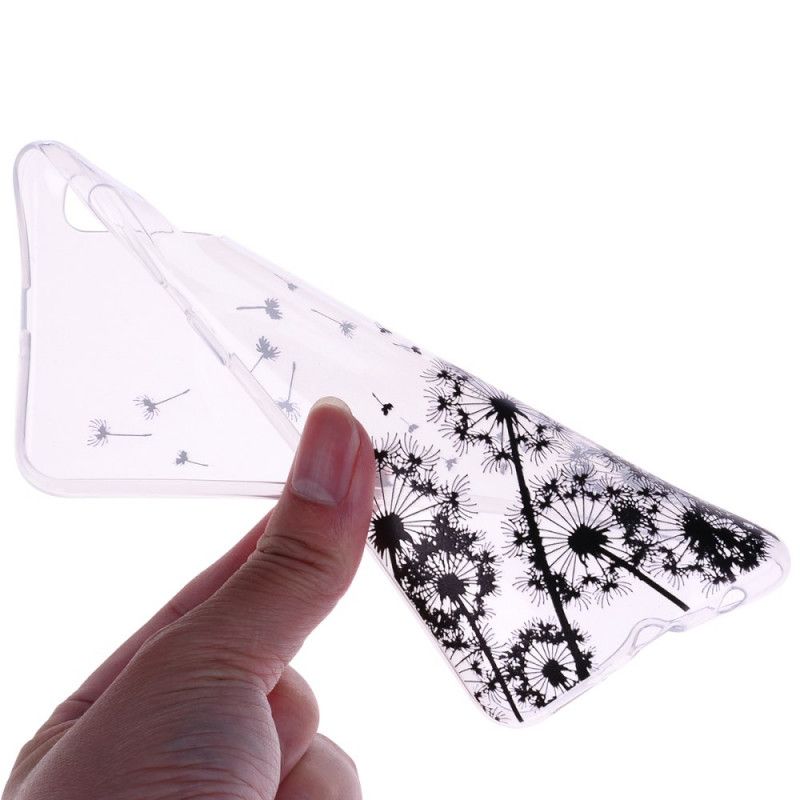 Hülle Samsung Galaxy A70 Handyhülle Transparenter Schwarzer Löwenzahn