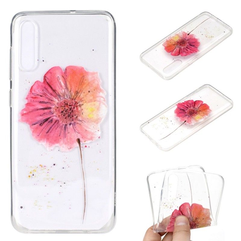 Hülle Samsung Galaxy A70 Transparente Aquarellmohnblume