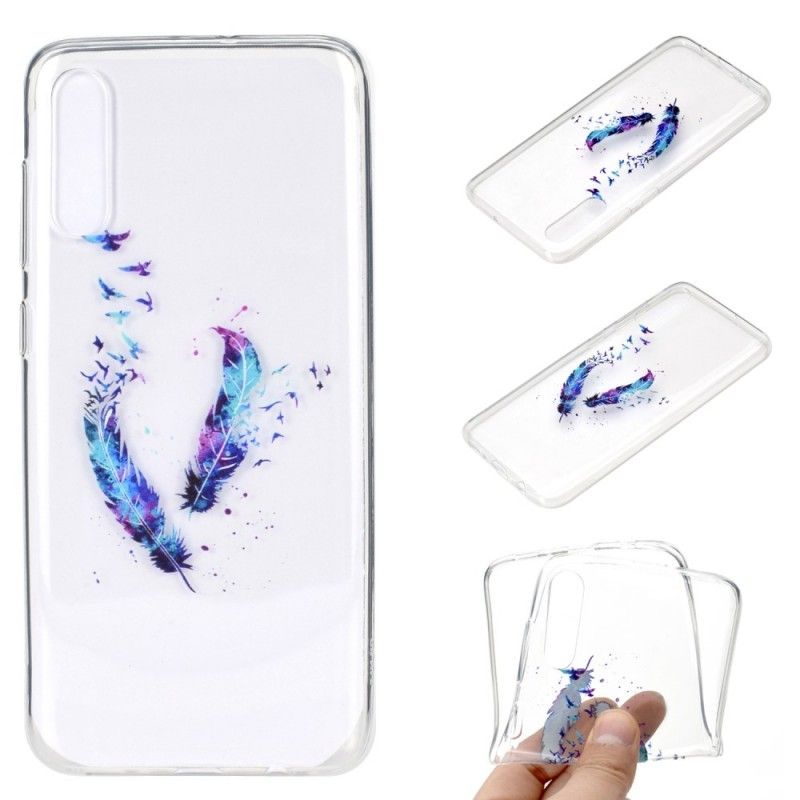 Hülle Samsung Galaxy A70 Transparente Federn