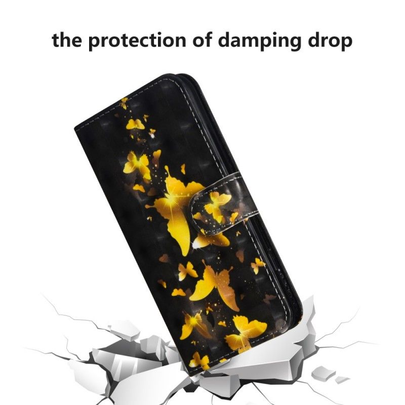 Lederhüllen Samsung Galaxy A70 Gelbe Schmetterlinge
