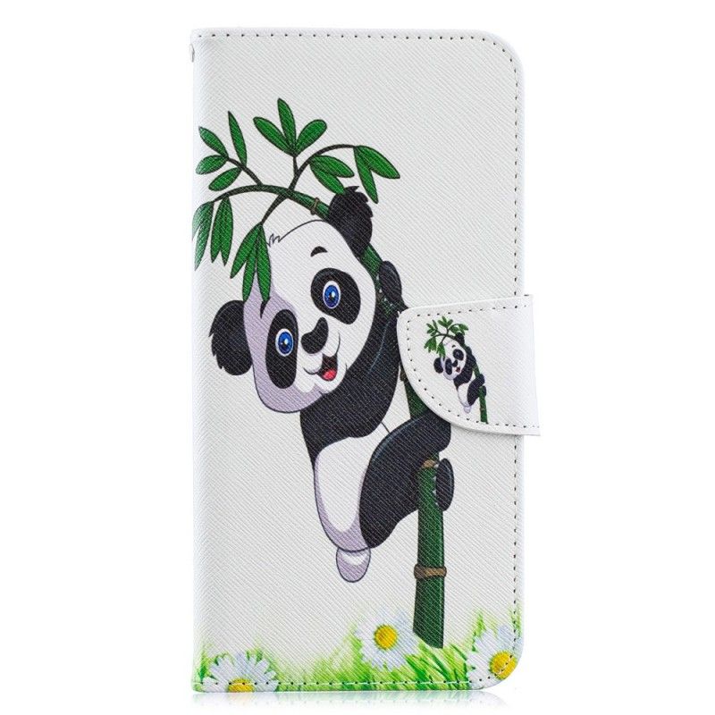 Lederhüllen Samsung Galaxy A70 Panda Auf Bambus