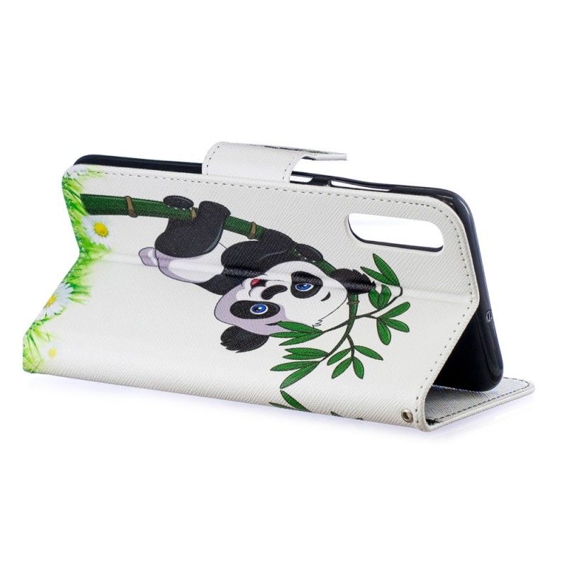 Lederhüllen Samsung Galaxy A70 Panda Auf Bambus