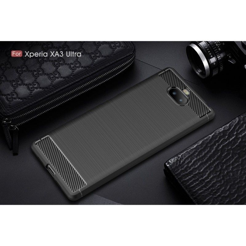 Hülle Für Sony Xperia 10 Plus Schwarz Gebürstete Kohlefaser