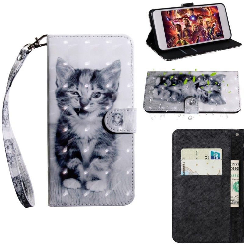 Lederhüllen Sony Xperia 10 Plus Handyhülle Schwarz-Weiß-Katze