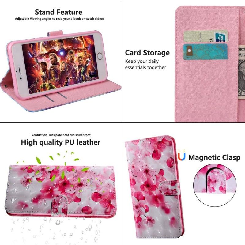 Lederhüllen Sony Xperia 10 Plus Rosa Blüten