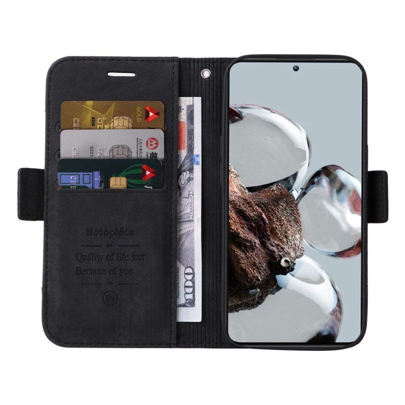 Flip Case Für Xiaomi 12T / 12T Pro Betopnice Kartenhalter Vorne