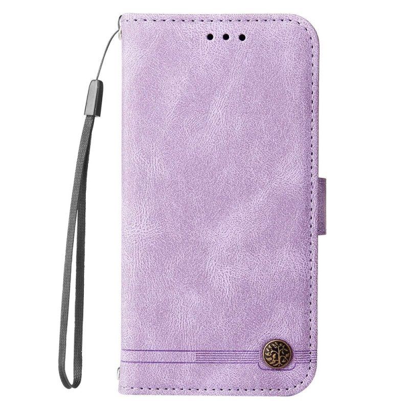 Flip Case Für Xiaomi 12T / 12T Pro Dekorative Niete Und Schlüsselband