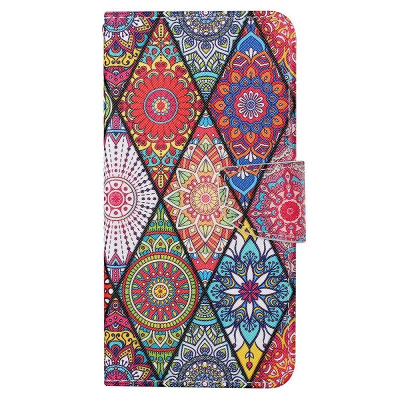 Flip Case Für Xiaomi 12T / 12T Pro Patchwork Mit Schlüsselband