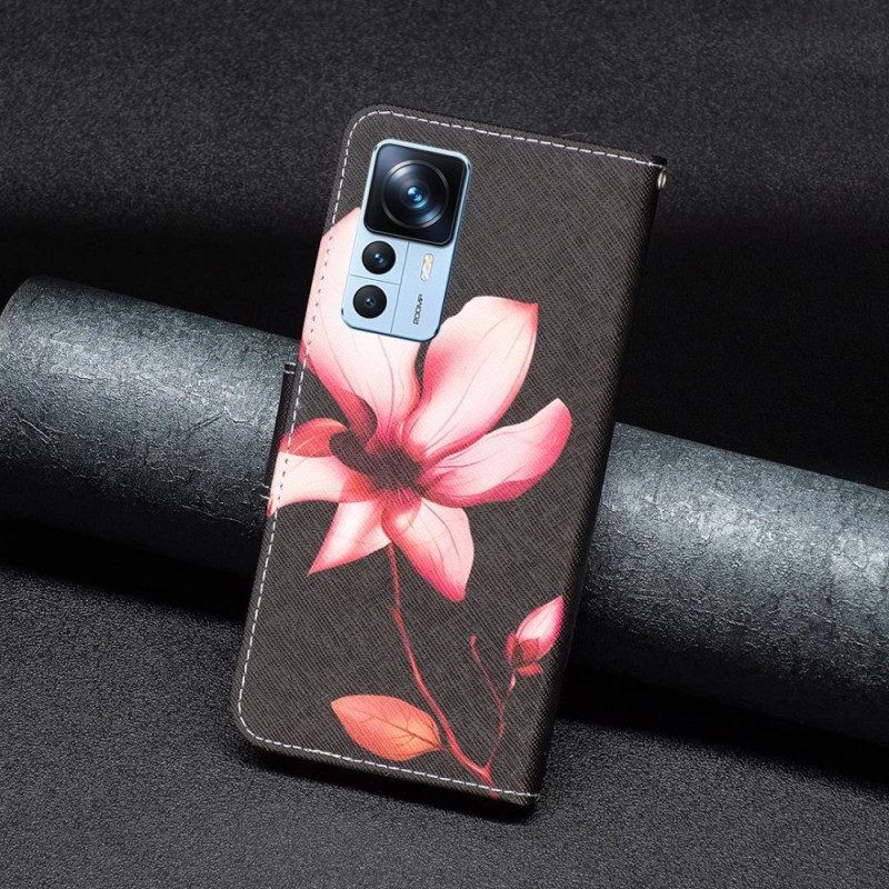 Flip Case Für Xiaomi 12T / 12T Pro Pinke Blume