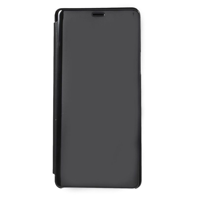 Ansichtsabdeckung Samsung Galaxy Note 9 Schwarz Spiegel Und Ledereffekt