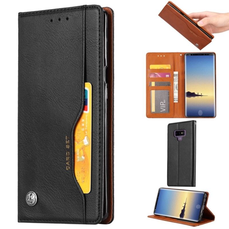 Flip Case Für Samsung Galaxy Note 9 Schwarz Kartenhalter Aus Kunstleder