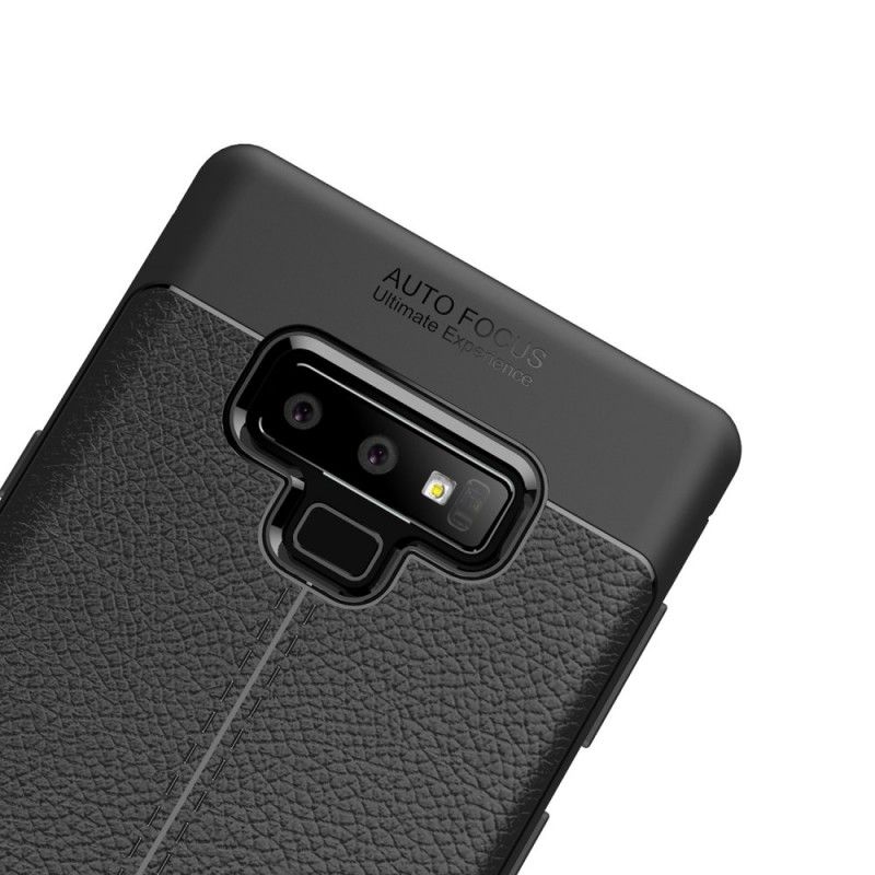 Hülle Samsung Galaxy Note 9 Schwarz Doppellinien-Litschileder-Effekt