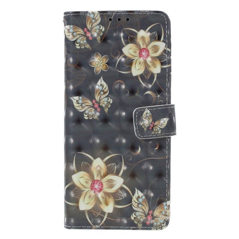 Lederhüllen Samsung Galaxy Note 9 Handyhülle Schmetterlinge Mit Luxusgurt