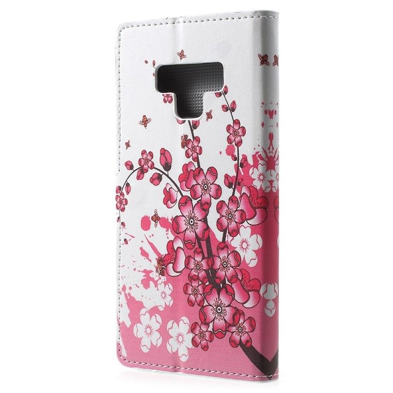 Lederhüllen Samsung Galaxy Note 9 Magenta Tropische Blumen